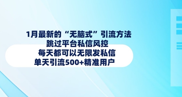 1月最新的无脑式引流方法，跳过平台私信风控，每天都可以无限发私信，单天引流500+精准用户-学习资源社