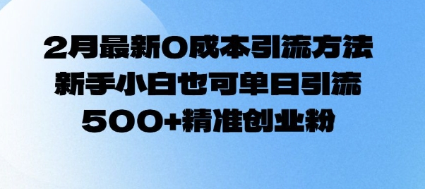 2月最新0成本引流方法，新手小白也可单日引流500+精准创业粉-学习资源社