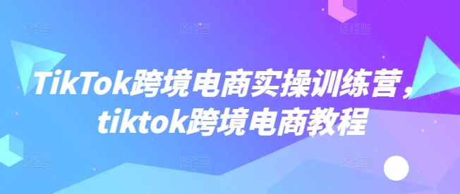 TikTok跨境电商实操训练营，tiktok跨境电商教程-学习资源社