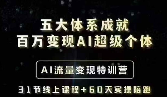 五大体系成就百万变现AI超级个体- AI流量变现特训营，一步一步教你一个人怎么年入百W-学习资源社