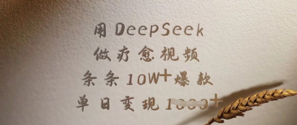 用DeepSeek做疗愈视频，条条10W+爆款，单日变现多张-学习资源社