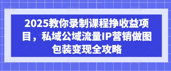 2025教你录制课程挣收益项目，私域公域流量IP营销做图包装变现全攻略-学习资源社